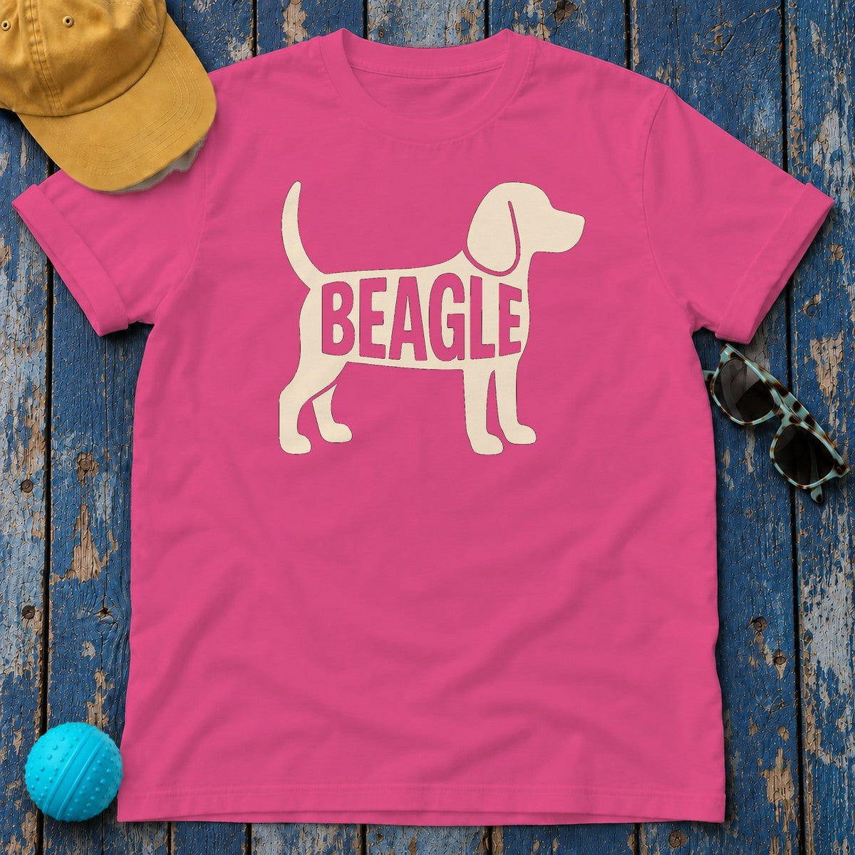 Minimalist Beagle Silhouette T-Shirt in Heliconia