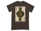 German Shepherd King playing card graphic on a brown t-shirt.