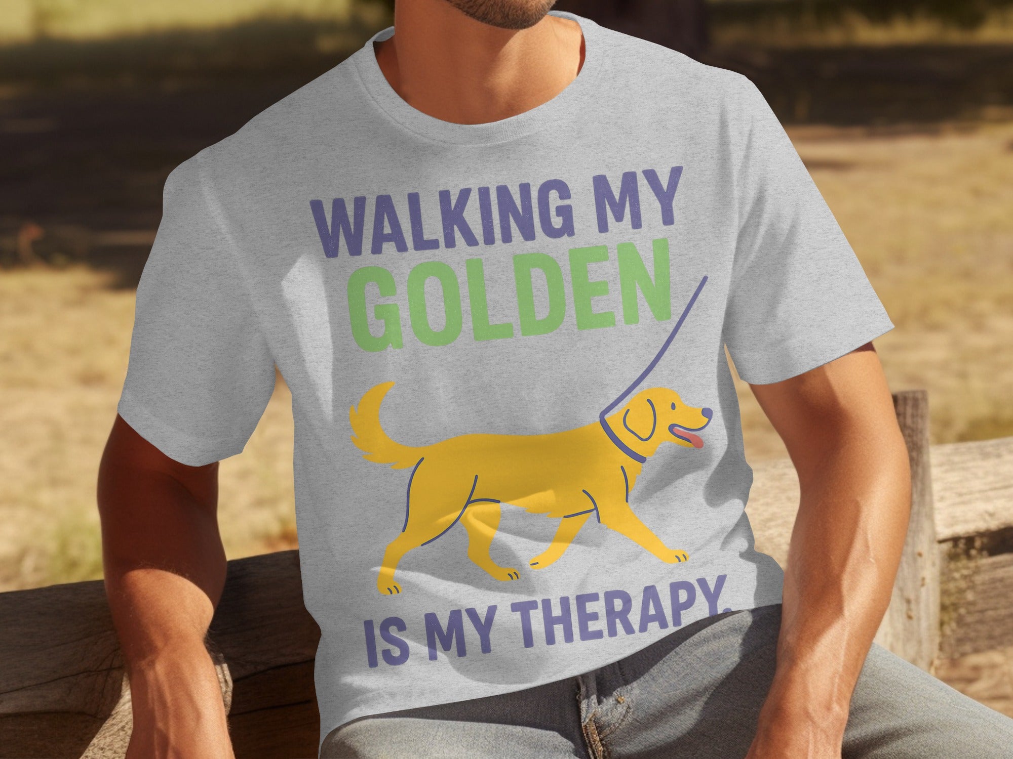 Walking My Golden Is My Therapy T-shirt
