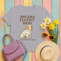 Clumber Speaks Fluent Sigh Tee in Athletic Heather