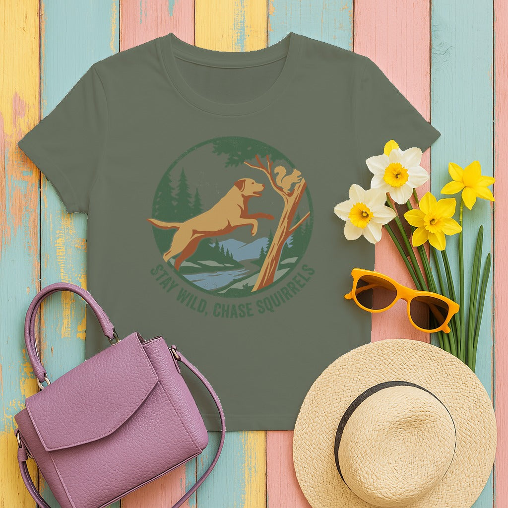 Chase Squirrels with Lab T-Shirt in Moss