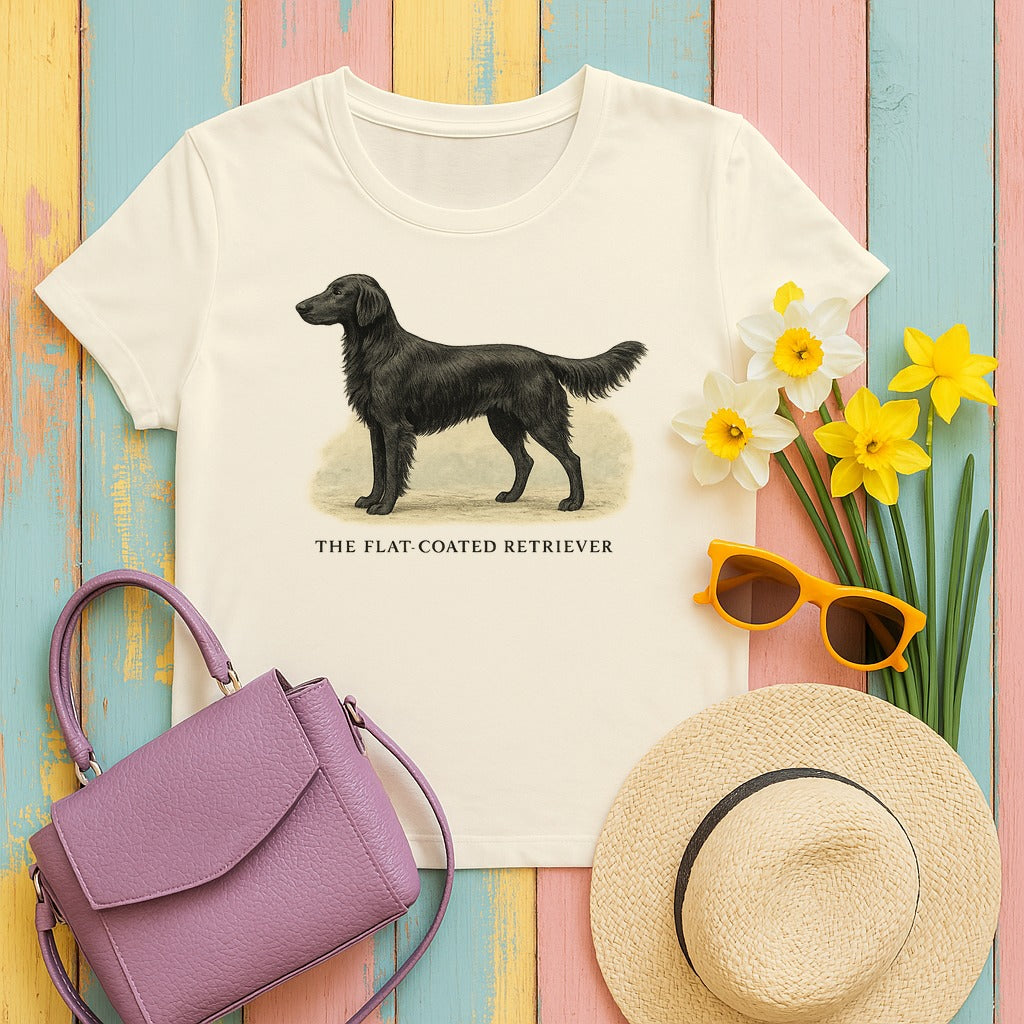 The Flat-Coated Retriever Field Guide Tee in Natural