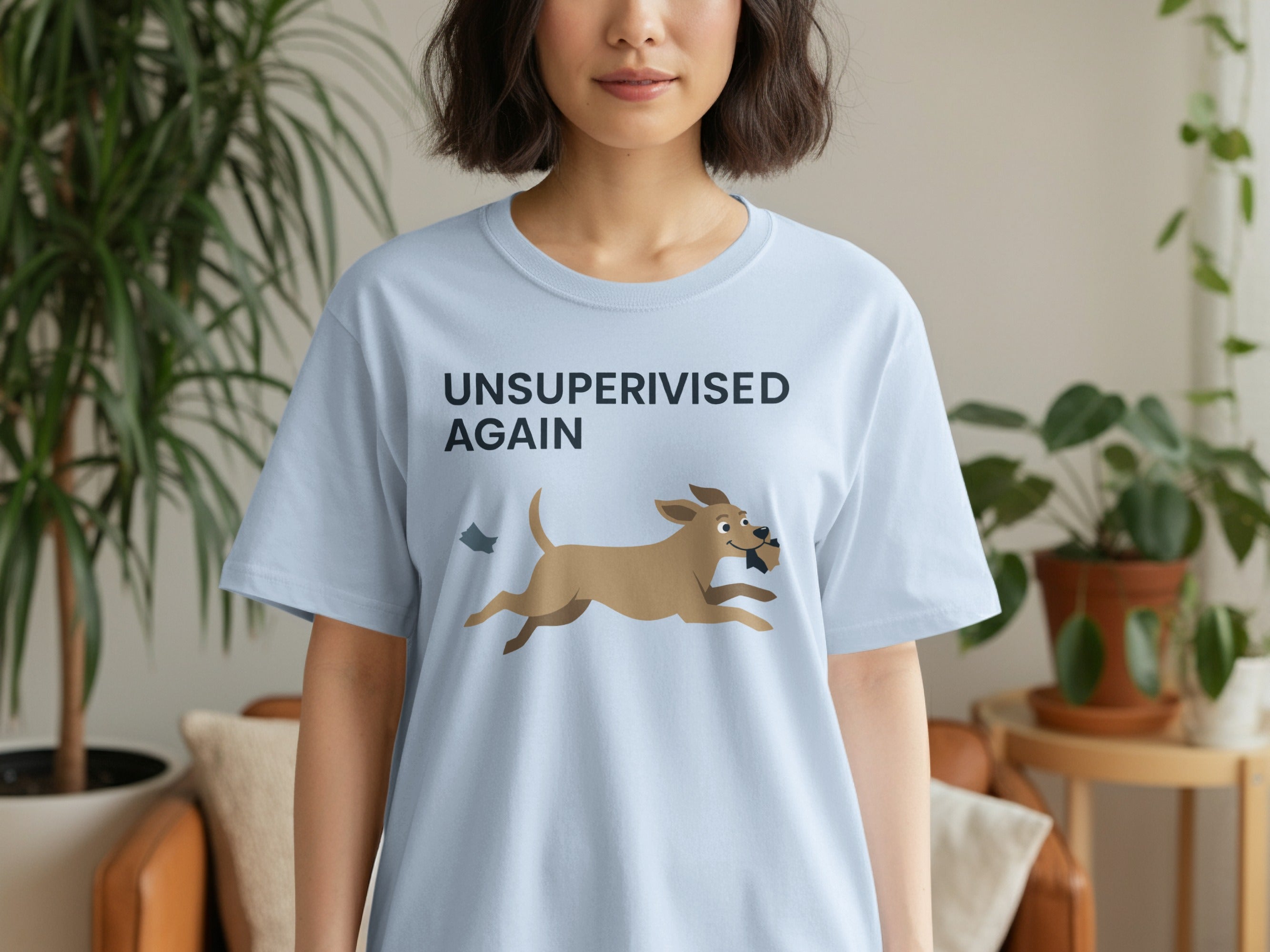 Unsupervised Again Funny Dog Graphic T-Shirt