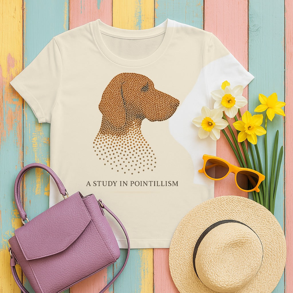 German Shorthaired Pointer A Study in Pointillism Tee styled flat lay on Natural