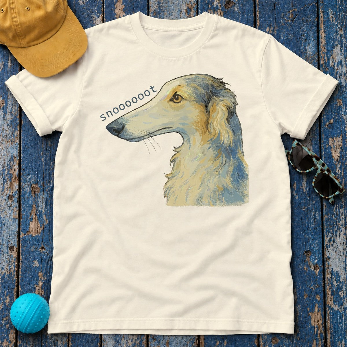 Snooooot Funny Borzoi Dog Meme Art T-Shirt in Natural