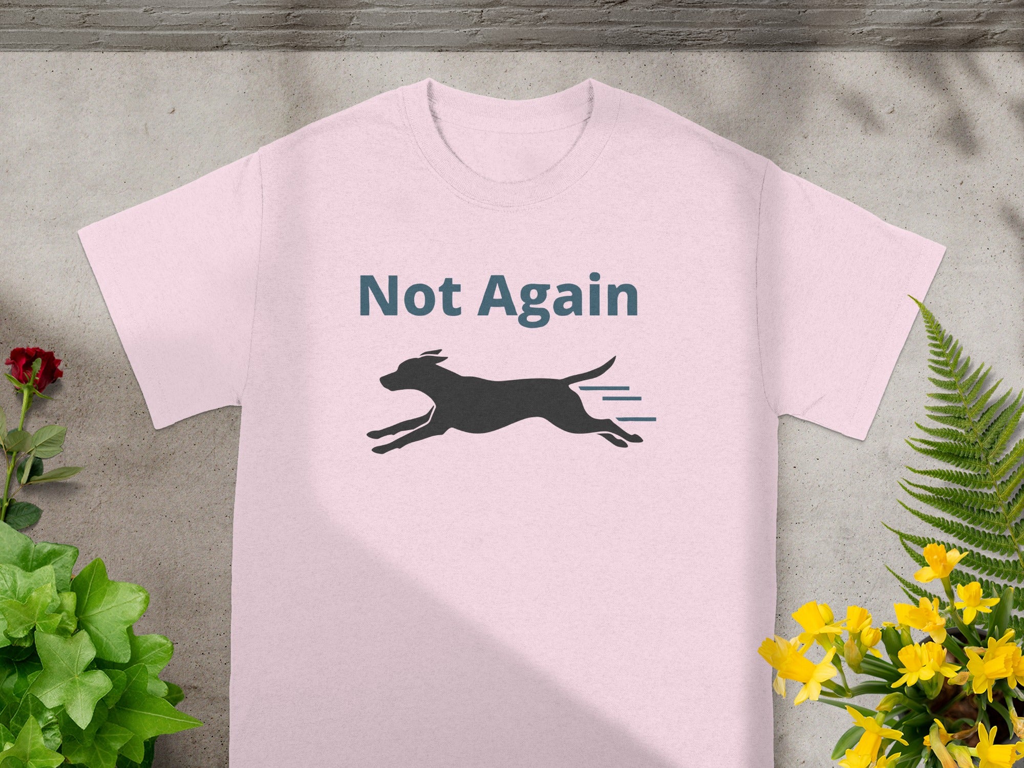 Not Again Running Dog Graphic Tee Shirt