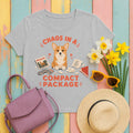 Chaos in a Compact Package Corgi T-Shirt in Sport Grey