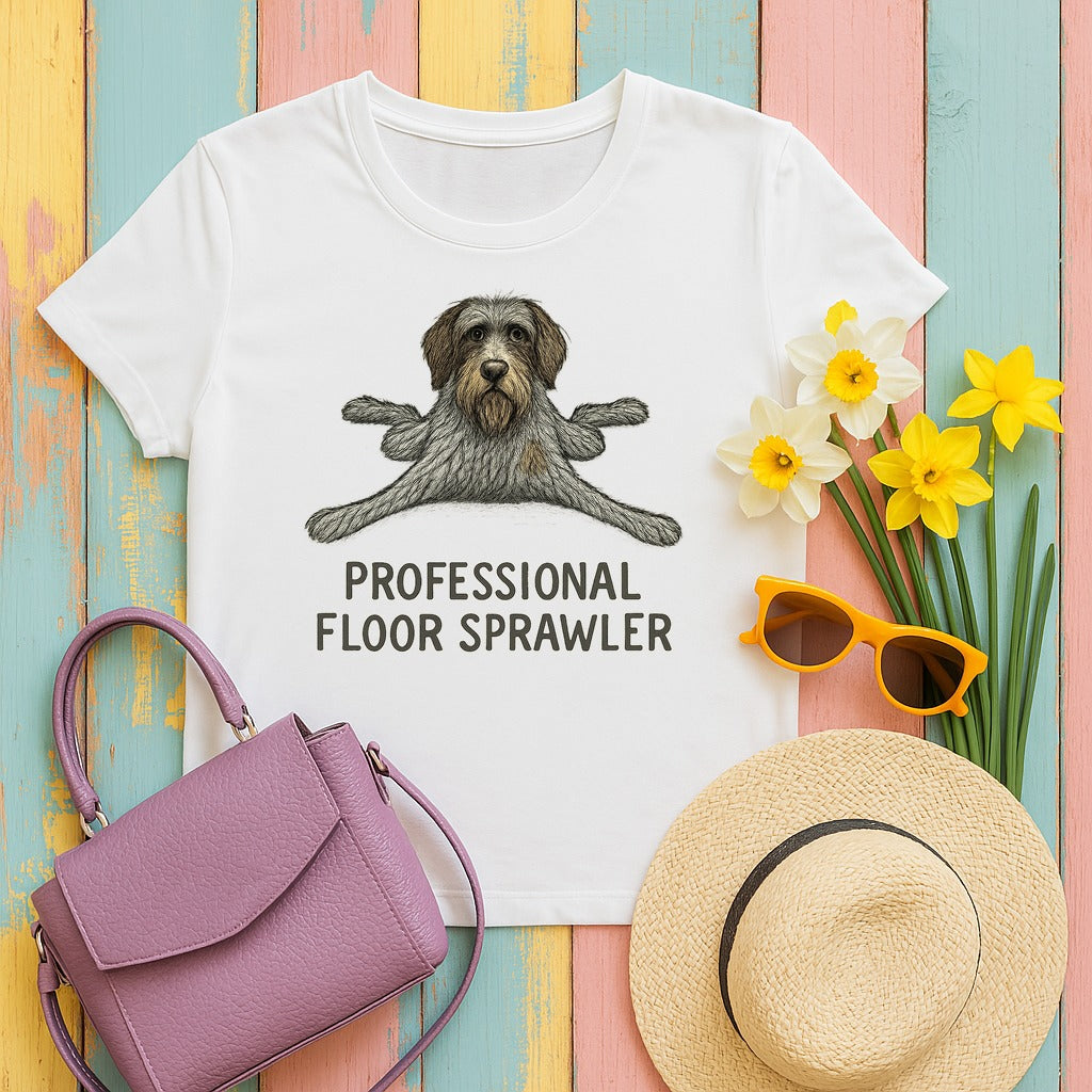 Wirehaired Pointing Griffon Professional Floor Sprawler T-shirt in White