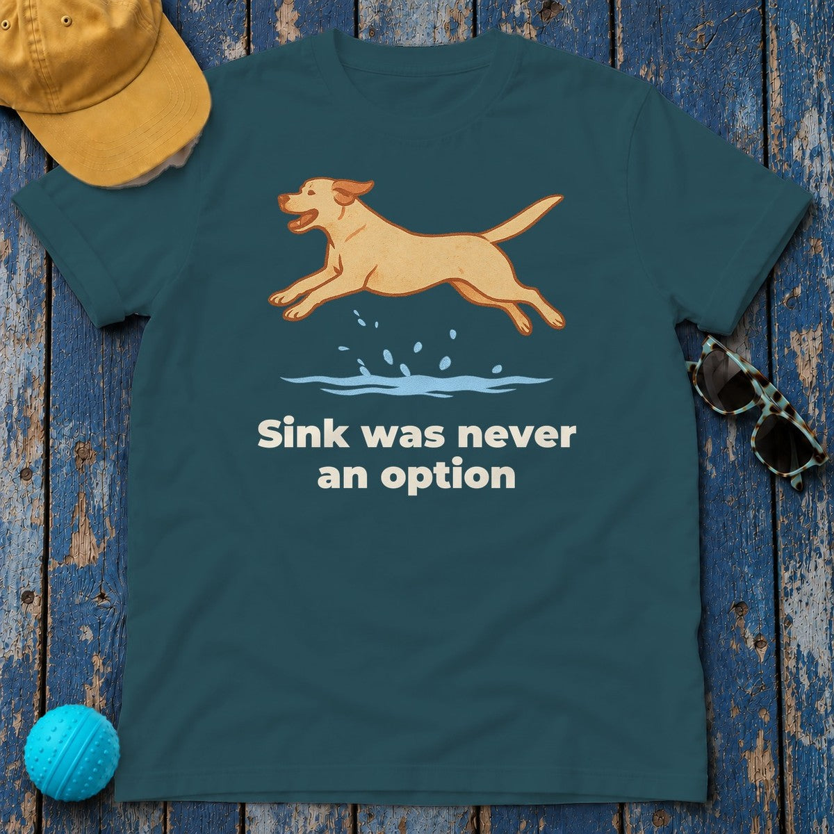 Yellow Labrador Sink Was Never An Option Tee in Heather Deep Teal