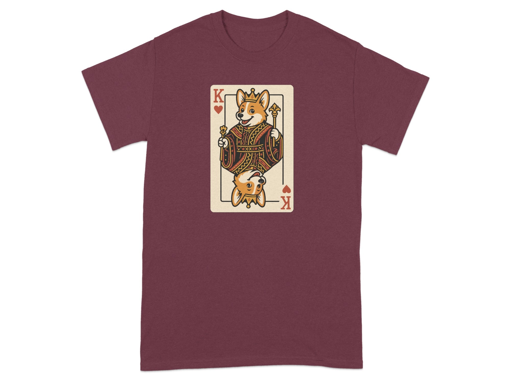 King of Hearts Dog Playing Card Graphic T-Shirt