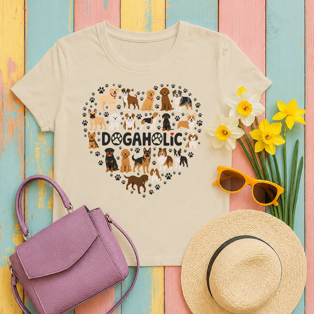Dogaholic T-Shirt in Sand