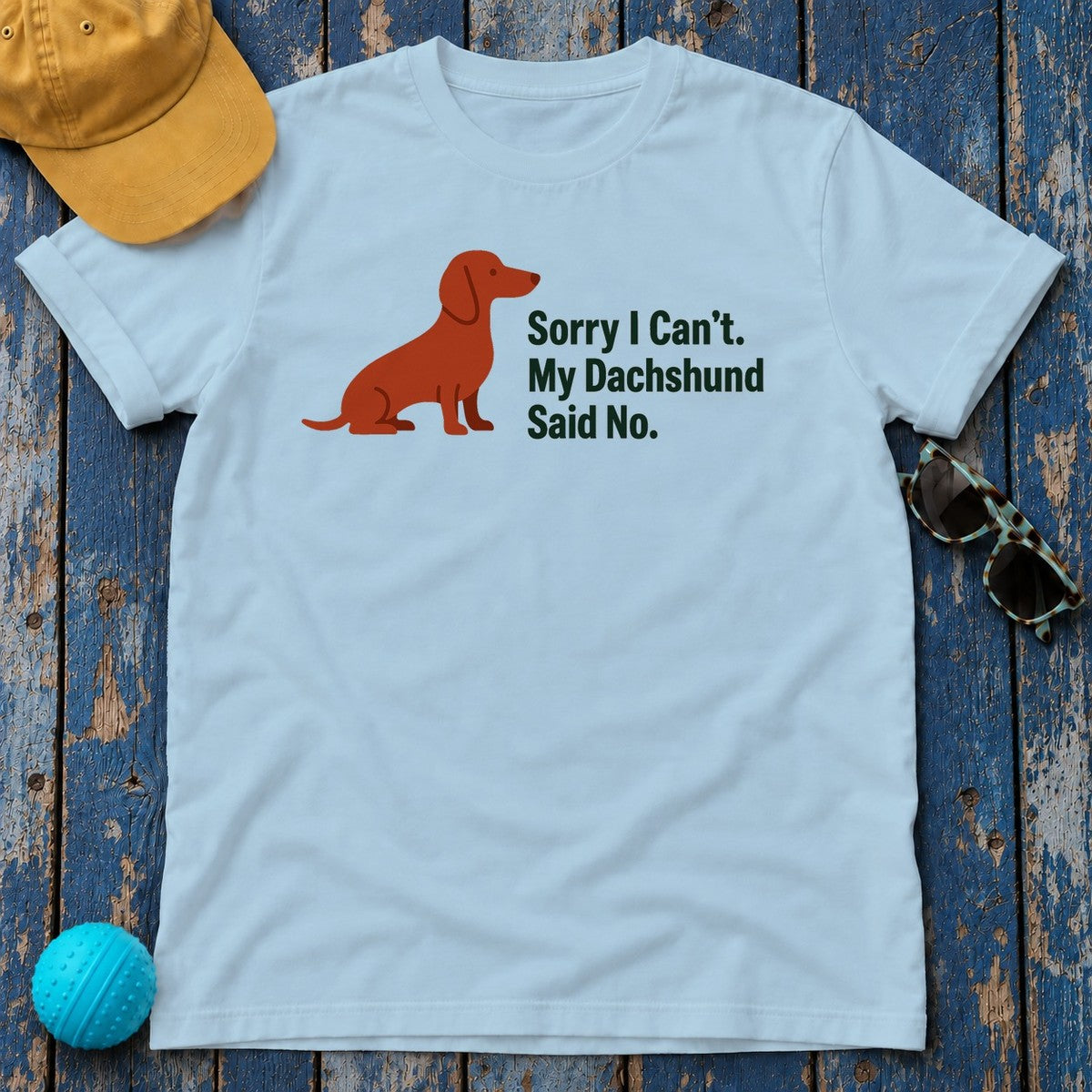 Dachshund Said No Statement T-Shirt in Light Blue