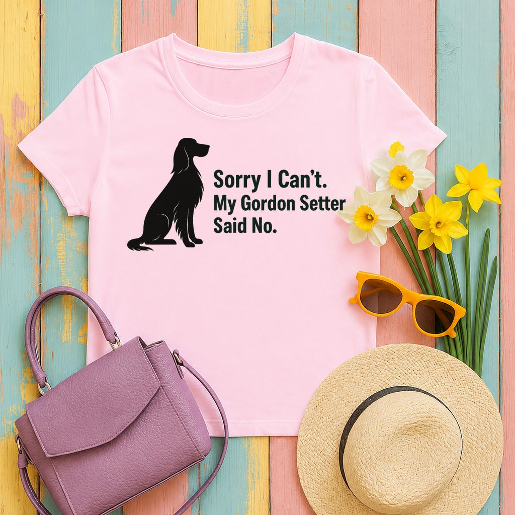 My Gordon Setter Said No. Humorous T-Shirt in Light Pink