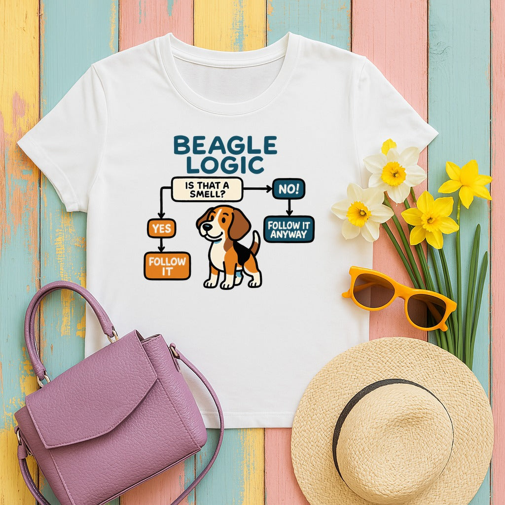 The Beagle Logic Flowchart T-Shirt in White