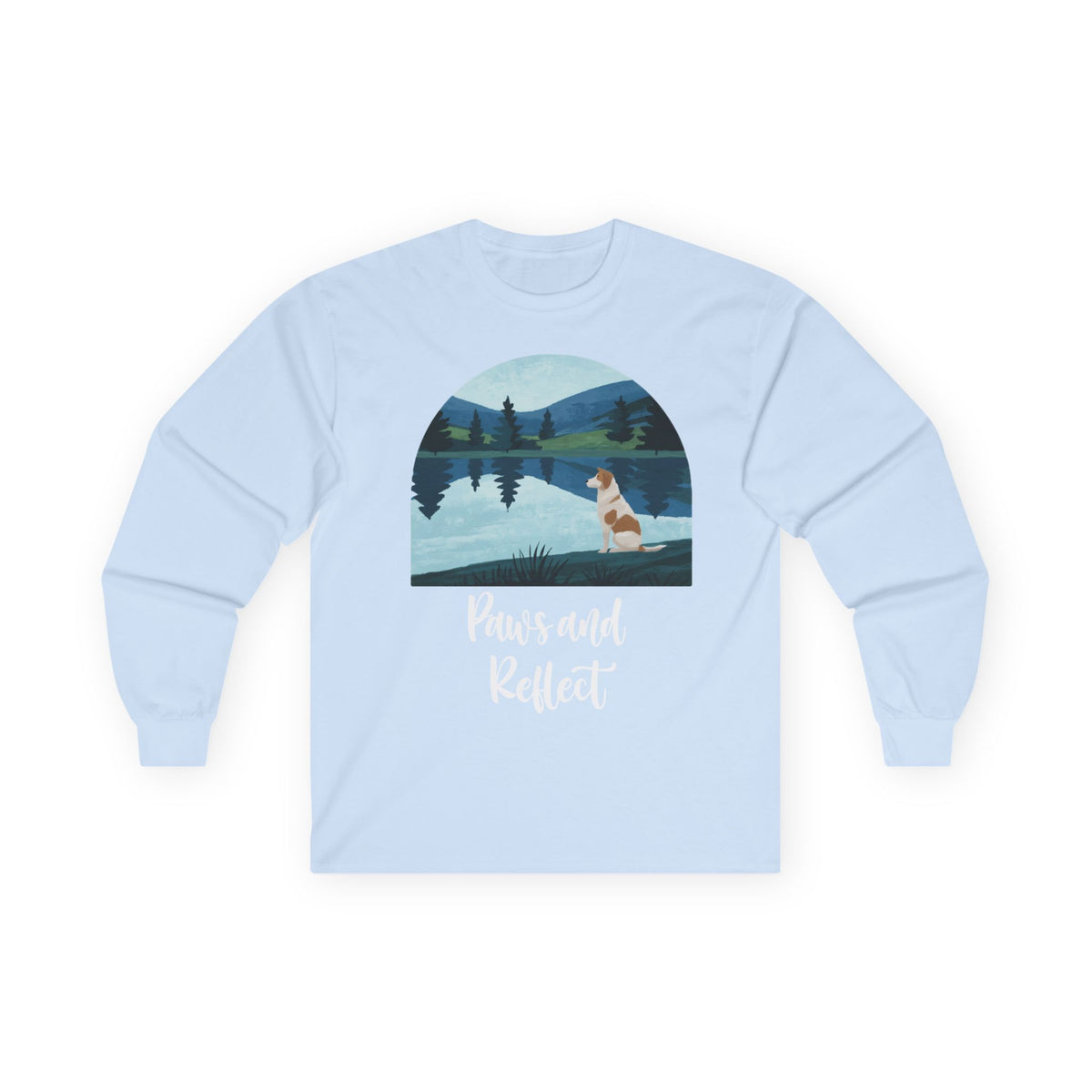 Paws and Reflect Beagle Long Sleeve Tee in Light Blue