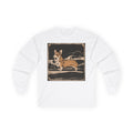Cute Corgi with Mountains Long Sleeve Tee in White