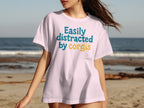 Easily Distracted by Corgis Funny Graphic Tee
