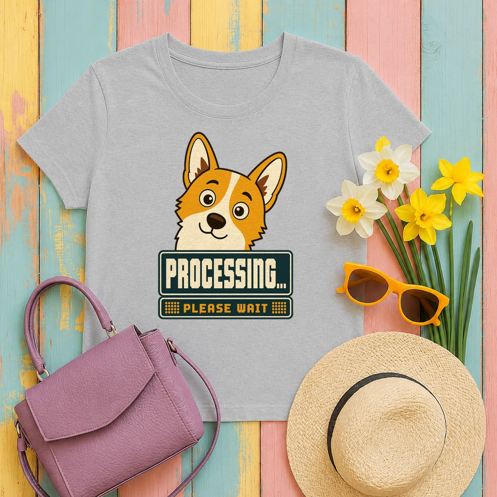 The Corgi 'Processing...' T-Shirt in Sport Grey