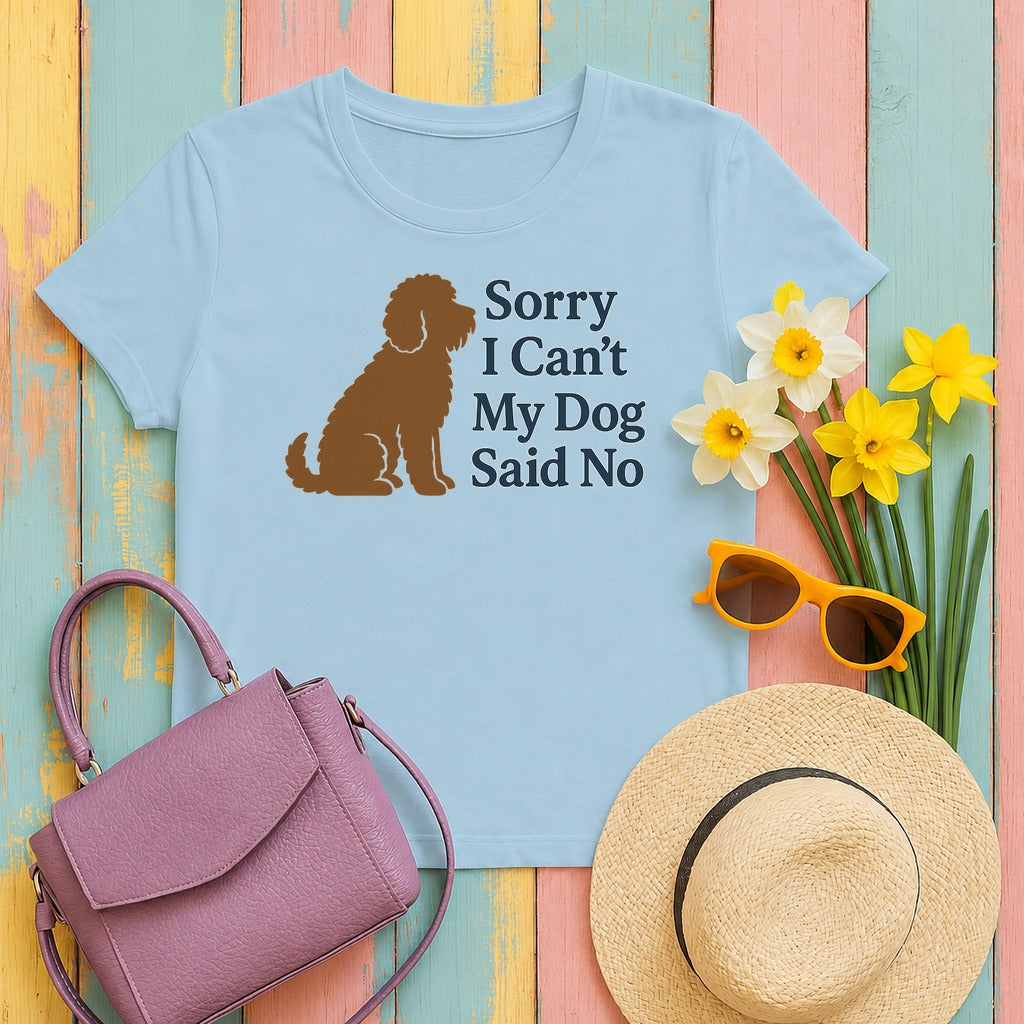 Barbet Sorry I Can't, My Dog Said No Tee in Light Blue
