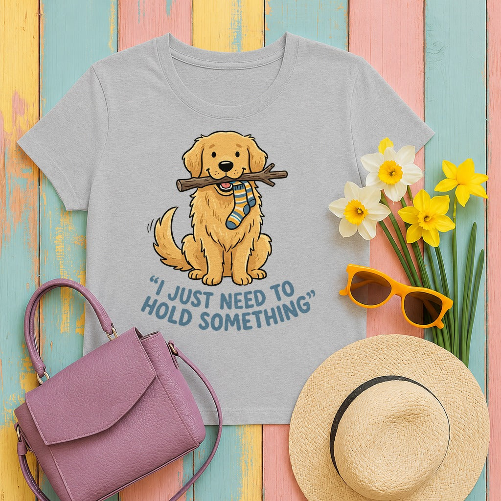 Hold Something Golden Retriever T-shirt in Sport Grey