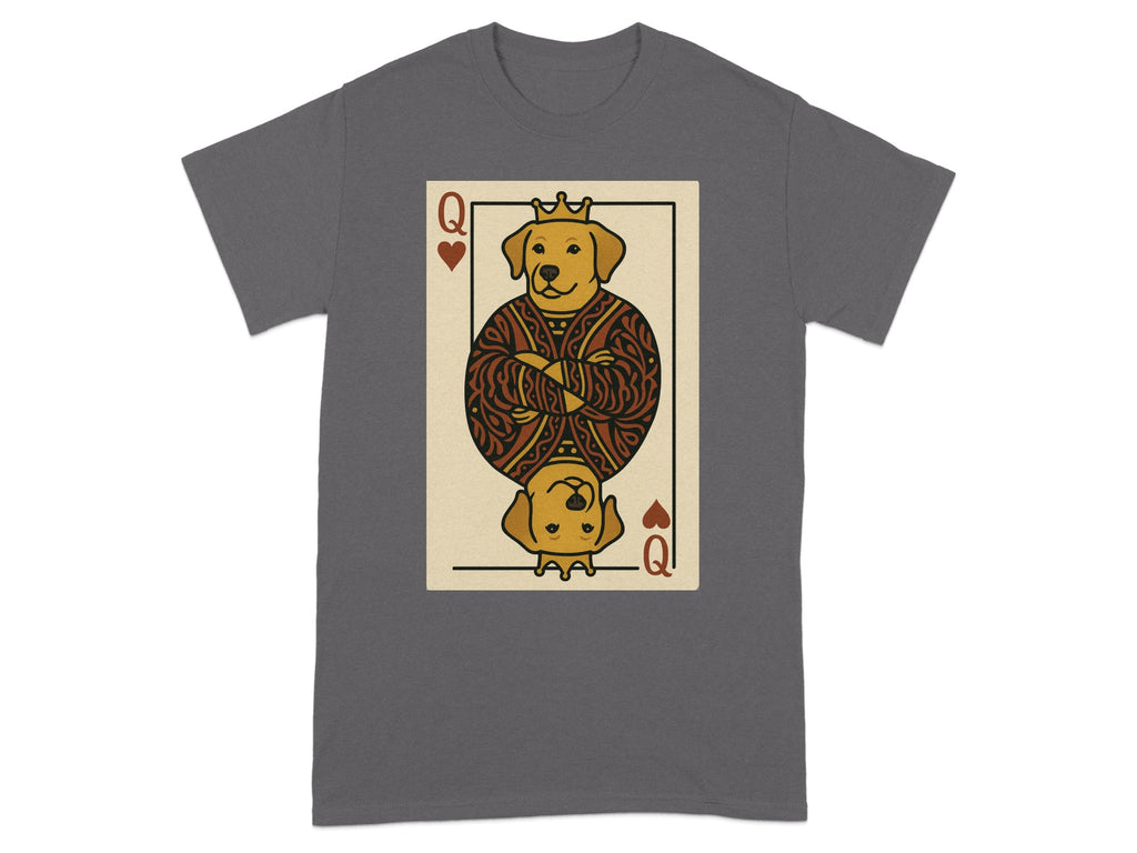Queen of Hearts playing card with a Golden Retriever dog illustration.