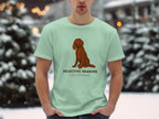 Light mint t-shirt with brown dog graphic and "Selective Hearing Since Puppyhood" text.