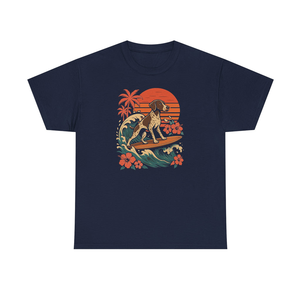 Surfing German Shorthaired Pointer On Waves T-Shirt