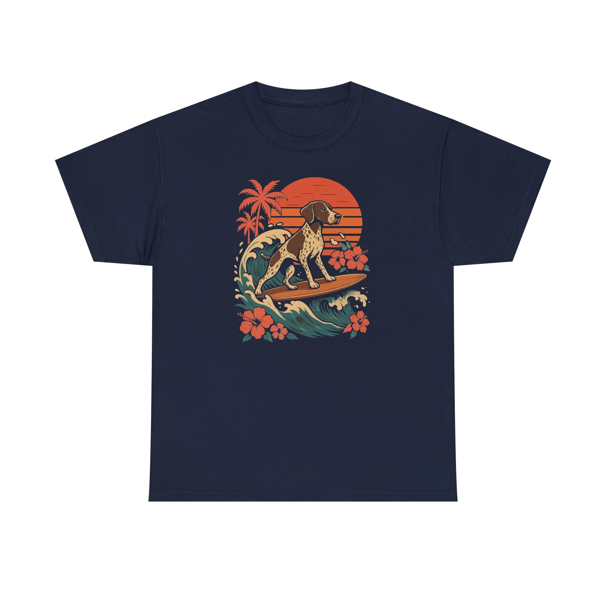Surfing German Shorthaired Pointer On Waves T-Shirt
