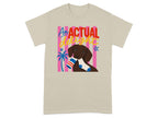 T-shirt with cartoon dog holding socks and text "An ACTUAL delight".