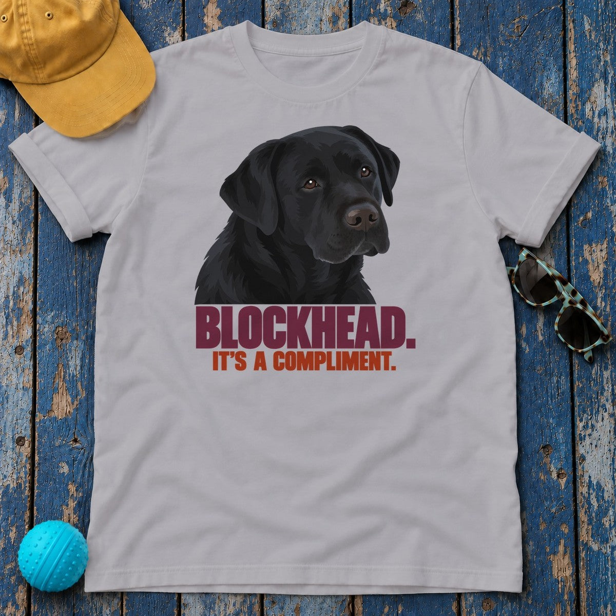 Blockhead It's A Compliment Black Lab T-Shirt in Athletic Heather