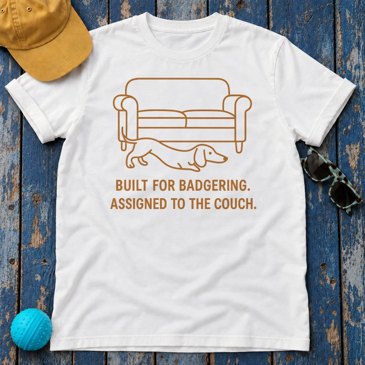 Dachshund Built For Badgering Tee in White