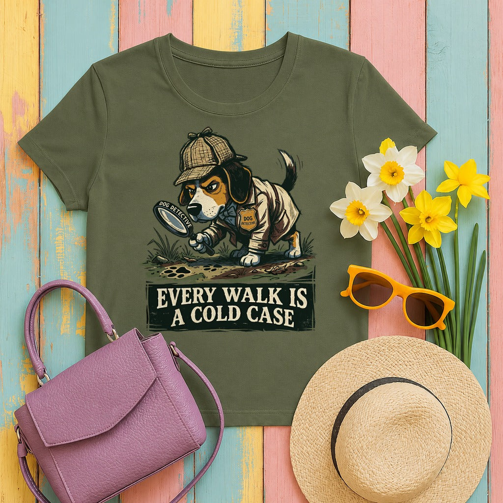 Beagle Detective 'Cold Case' T-Shirt in Military Green