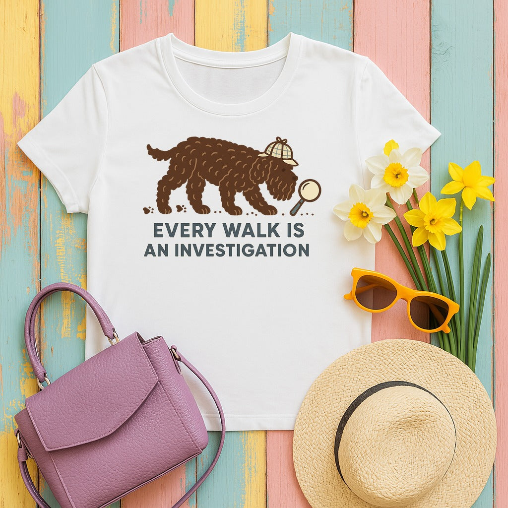 Barbet Every Walk Is an Investigation Tee in White