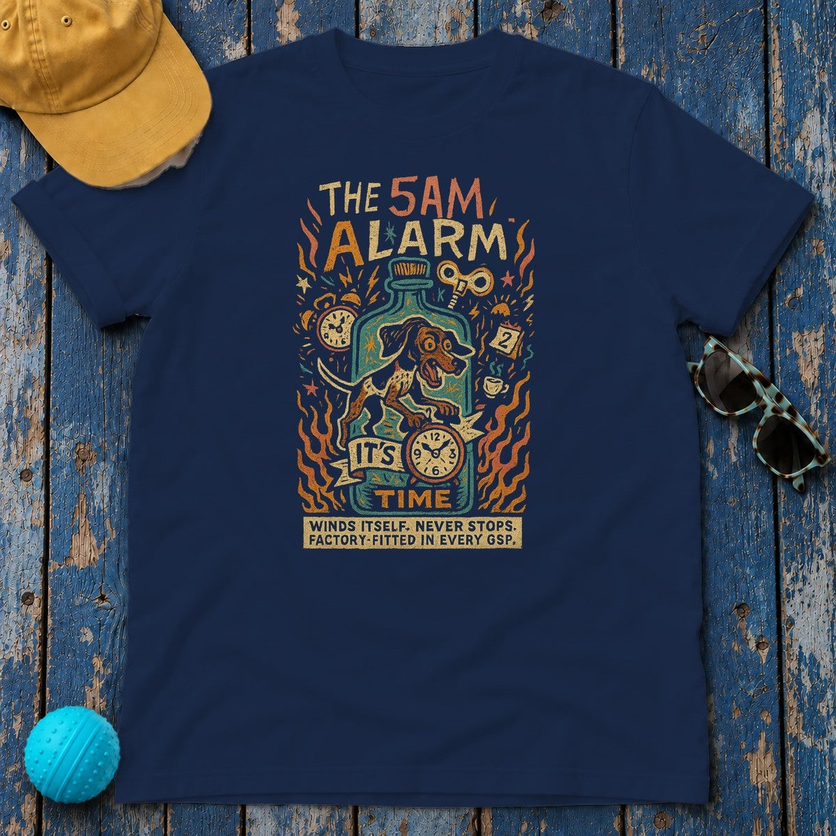 German Shorthaired Pointer 5AM Alarm T-Shirt in Navy