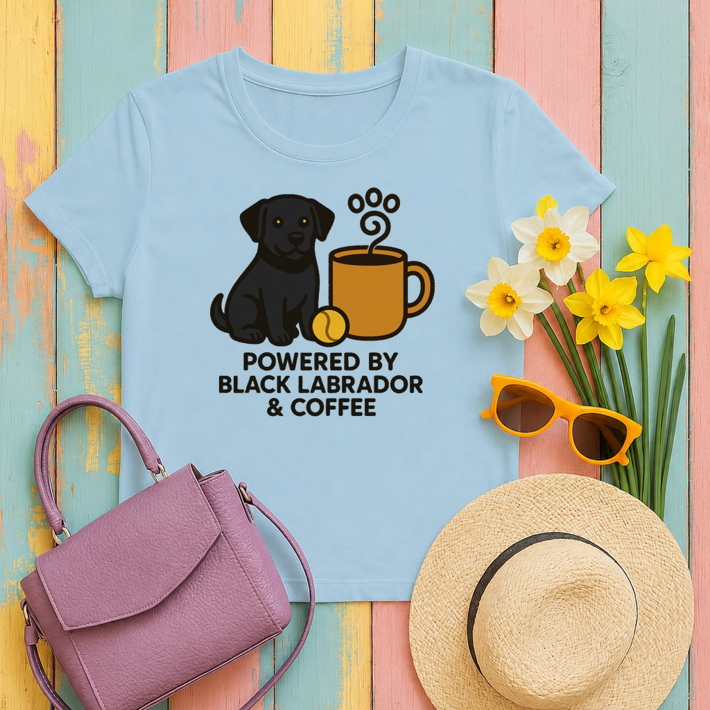 Black Lab & Coffee Daily Fuel Premium T-Shirt in Light Blue