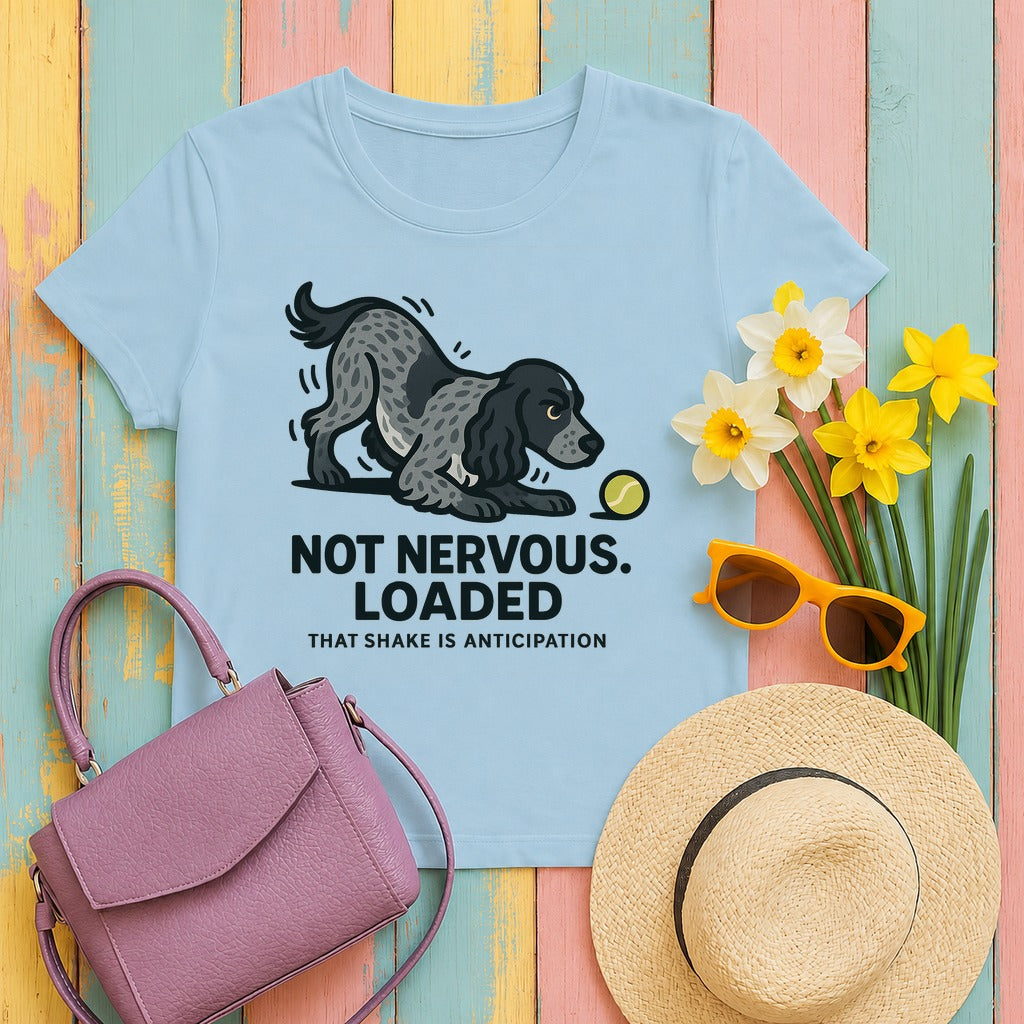 English Cocker Not Nervous Loaded Tee in Light Blue