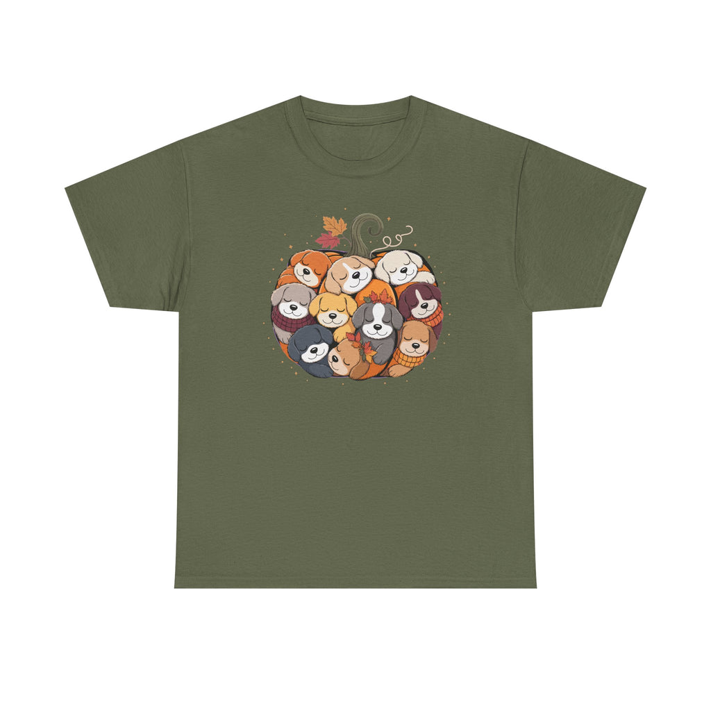 Dogs in Pumpkin Pile Autumn Festive Season Graphic T-Shirt