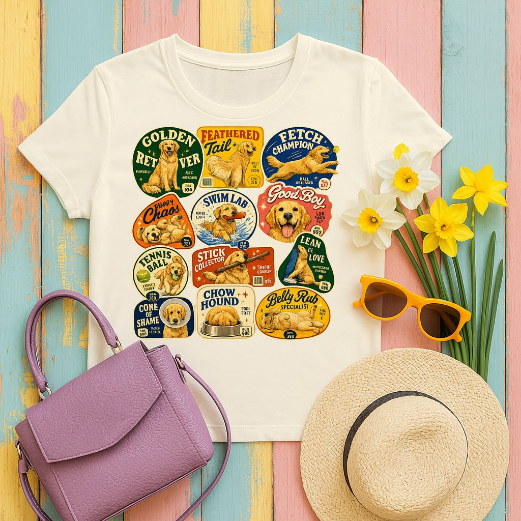 Golden Retriever Life T-Shirt in Natural