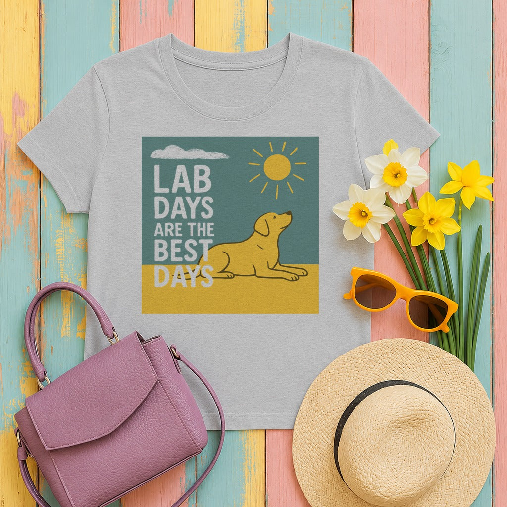 Happy Yellow Lab Days Illustrated T-Shirt in Sport Grey