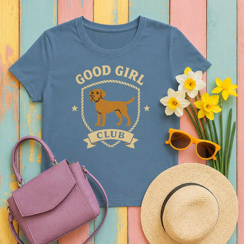 Wirehaired Vizsla Good Girl Club Tee in Steel Blue