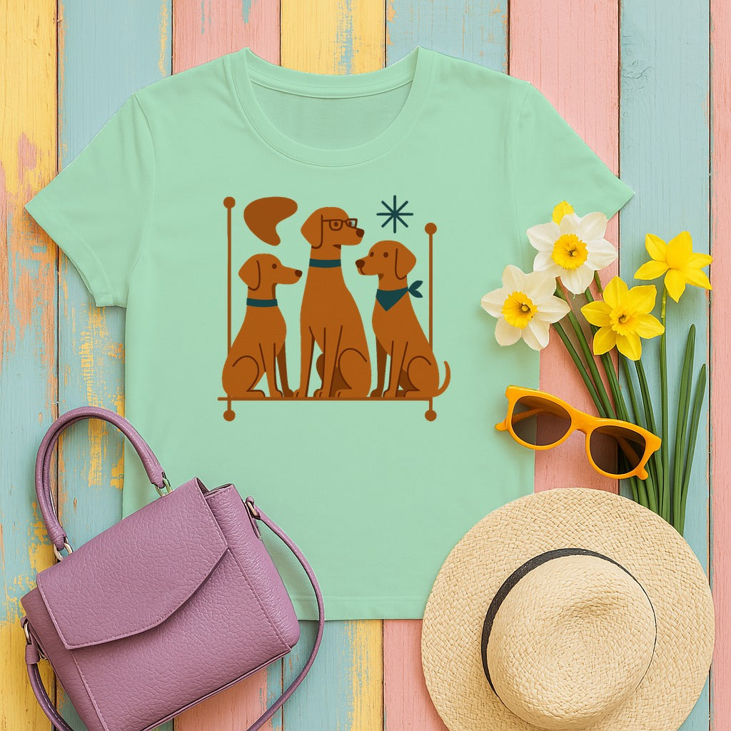 Mid-Century Vizsla T-Shirt in Mint Green