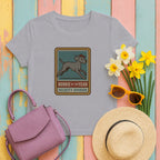 weimaraner rookie-card tee flat lay hero