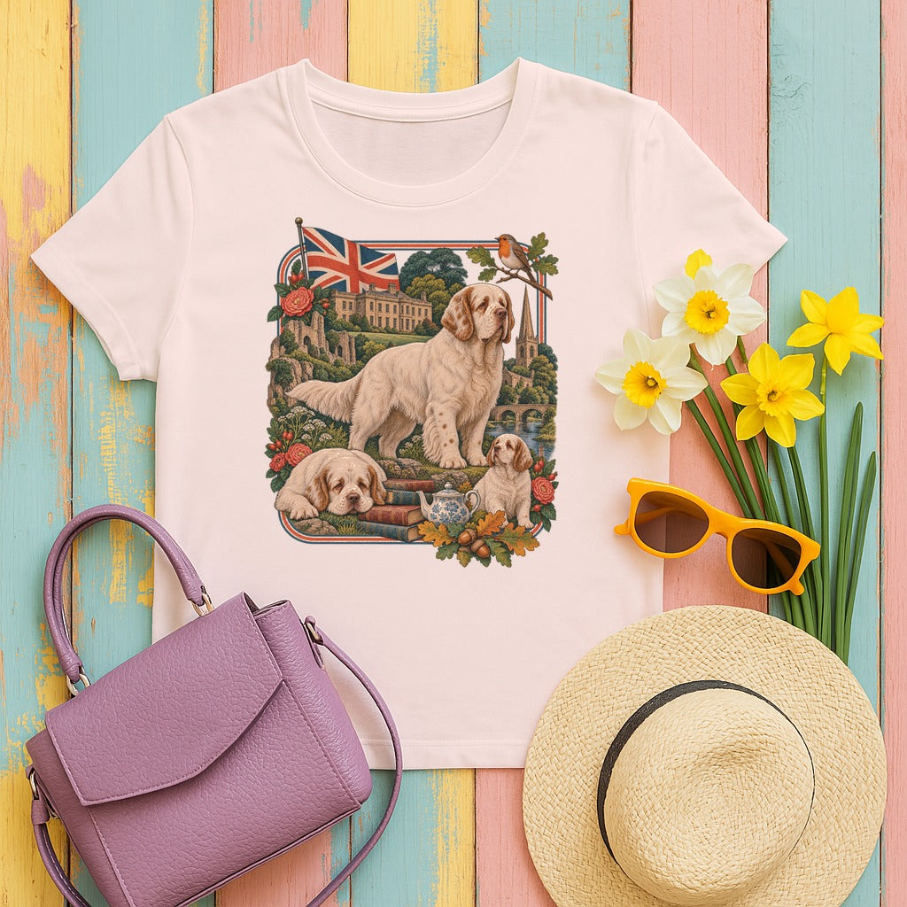 Clumber Spaniel England Heritage tee, Soft Pink