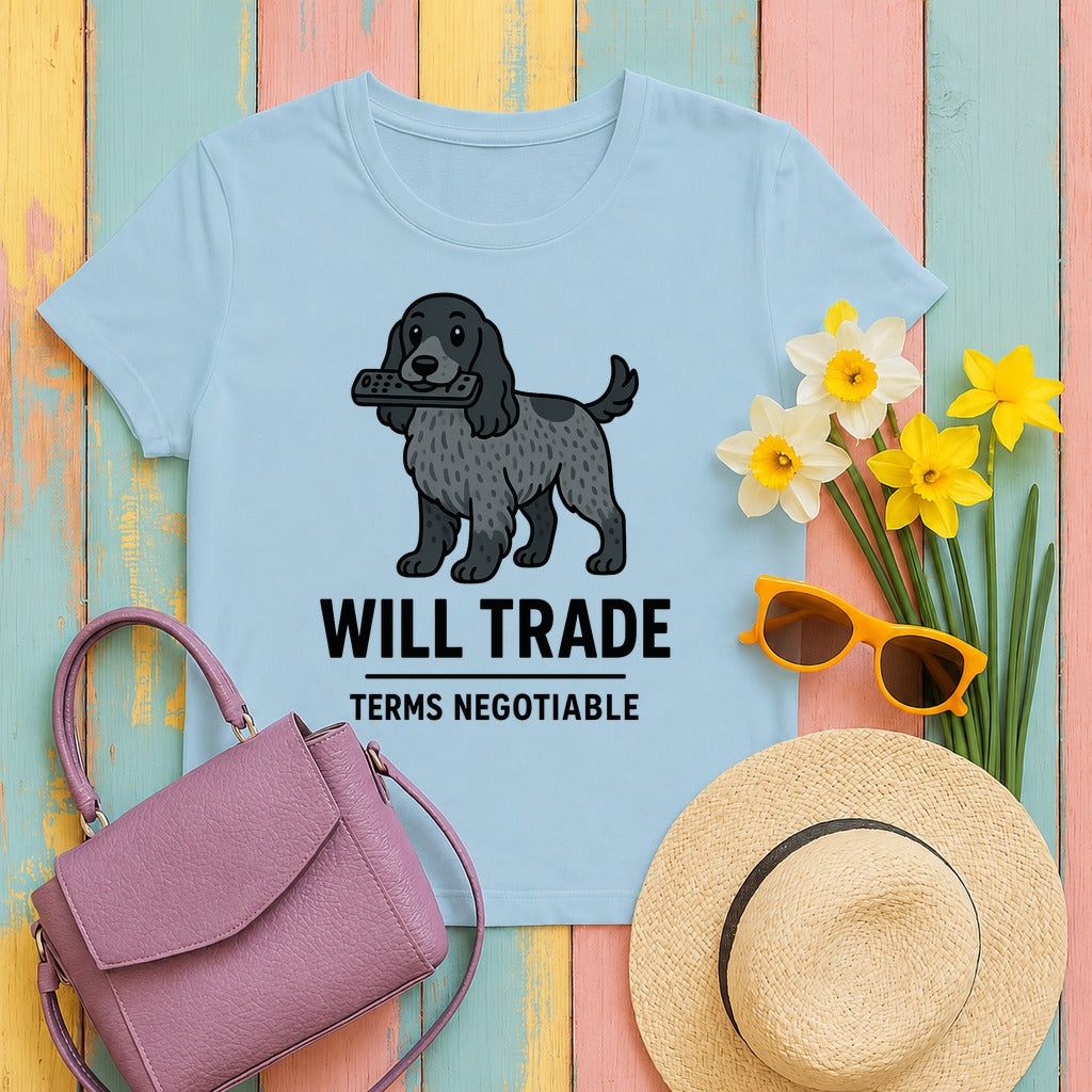 English Cocker Will Trade Tee in Light Blue