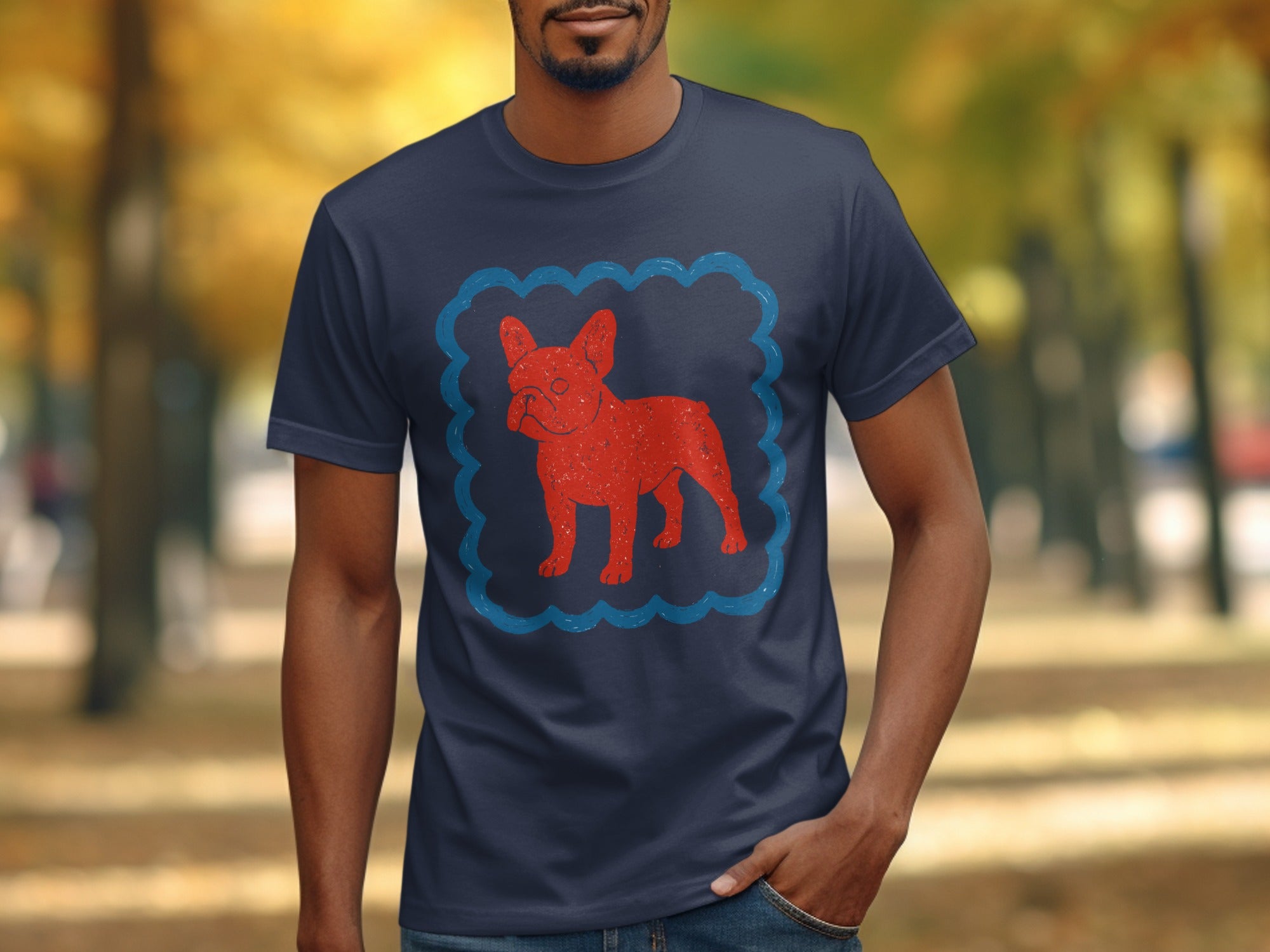 Vibrant French Bulldog Graphic Design T-shirt