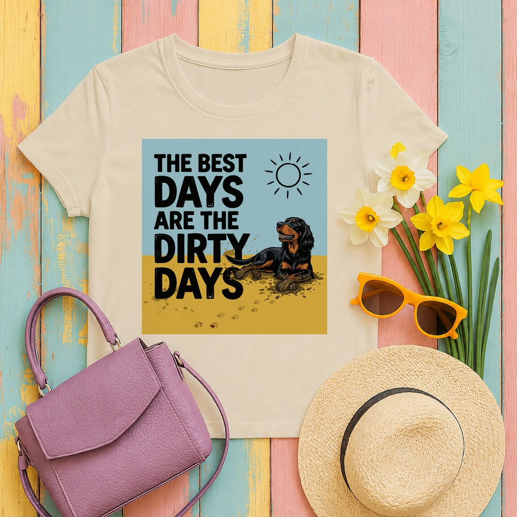Dirty Days Happy Dog Gordon Setter T-Shirt in Sand