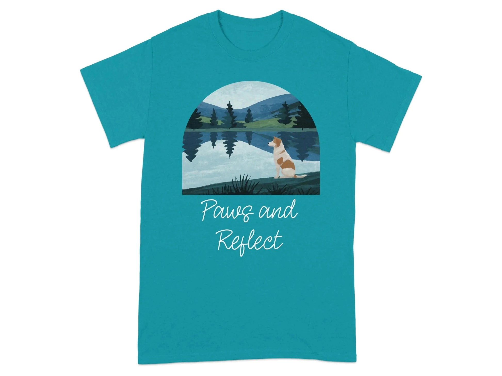 Dog Lake View Landscape Art Nature Lover Graphic T-Shirt T-shirt