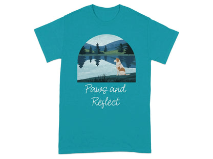 Dog Lake View Landscape Art Nature Lover Graphic T-Shirt T-shirt