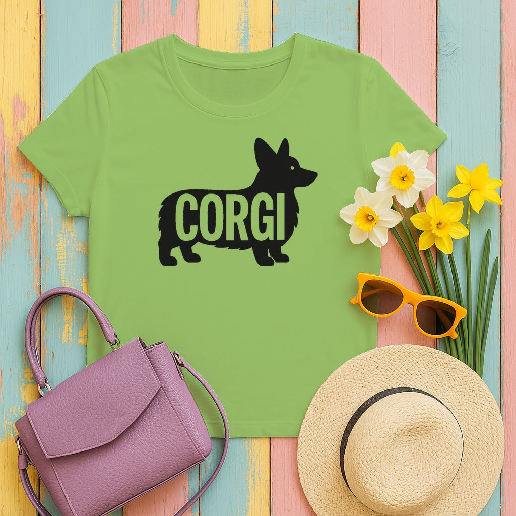 Royal Corgi Silhouette T-Shirt in Lime