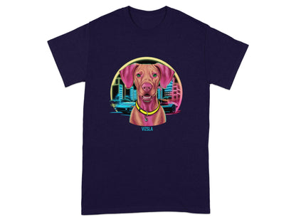 Retro Neon Vizsla Dog Graphic T Shirt product type